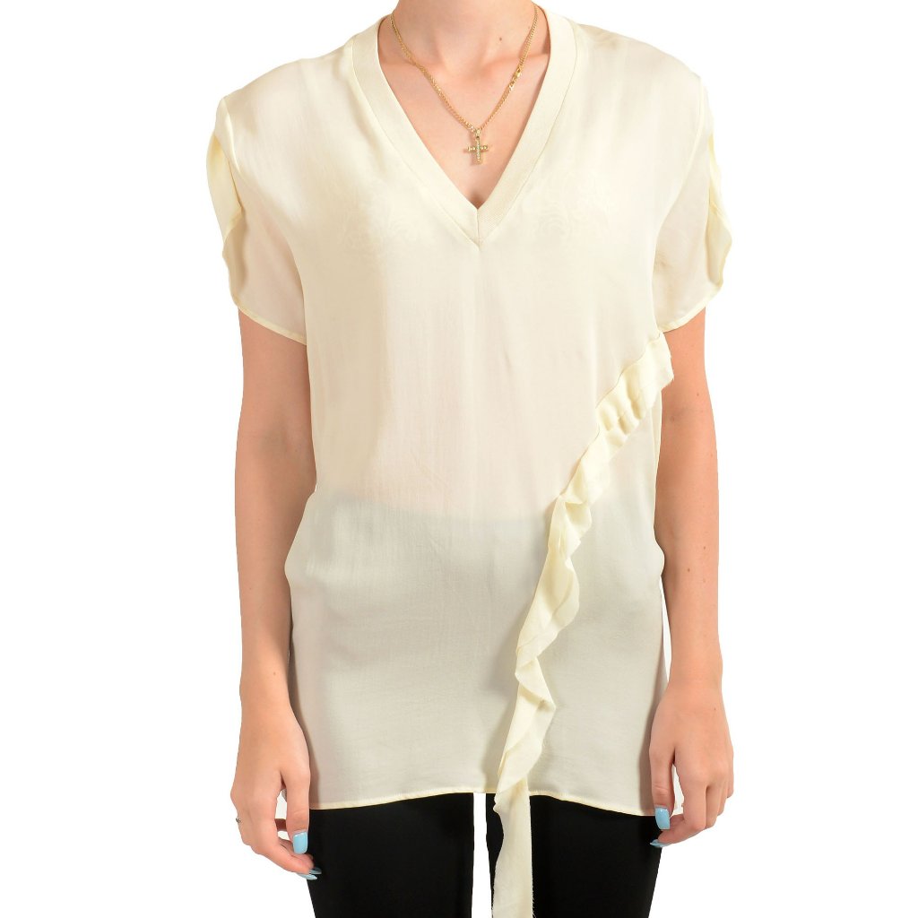Dsquared2 Women's 100% Silk Beige See Through Blouse Top